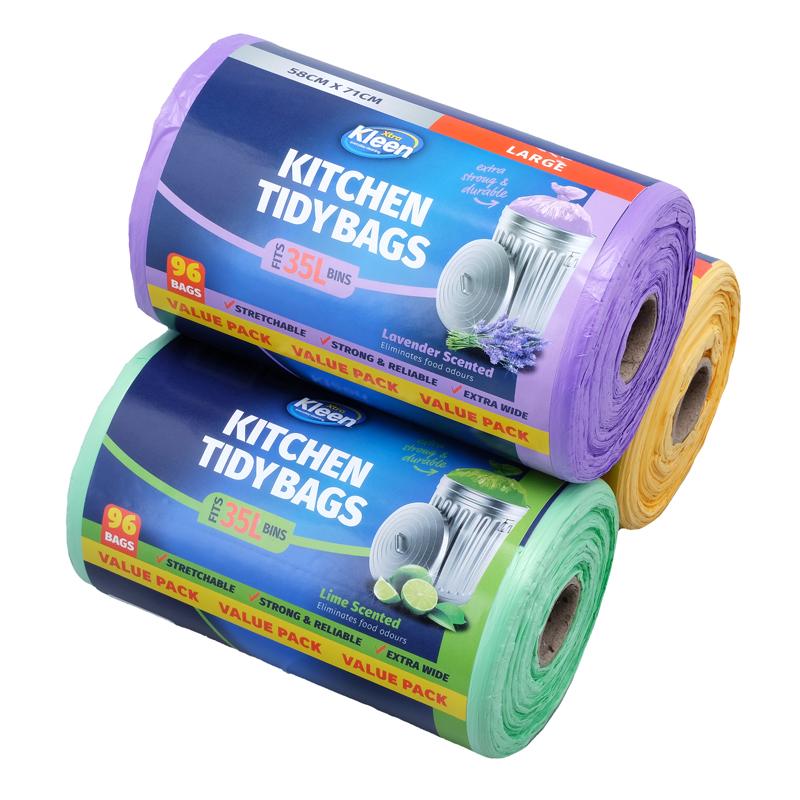 Kitchen Tidy Bags 35L 58cm x 71cm Large 96 Bags Assorted Scents