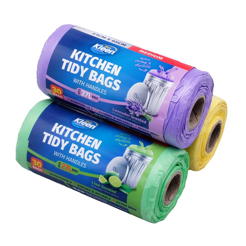Kitchen Tidy Bags With Handles 27L 51cm x 65cm Medium 30 Bags Assorted Scents