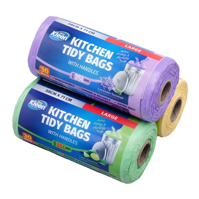 Kitchen Tidy Bags With Handles 35L 58cm x 71cm Large 30 Bags Assorted Scents