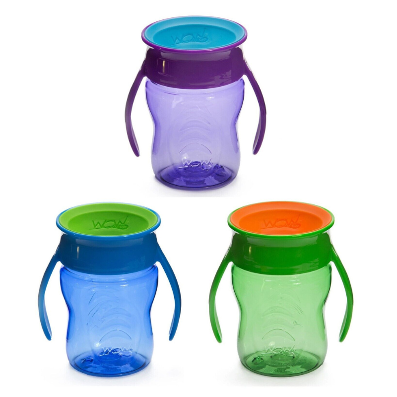Wow Cup 360° Baby W/Handles 9m + 207ml Assorted Colours