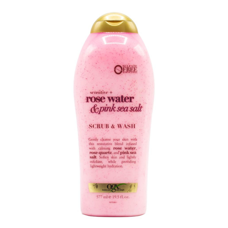 Ogx Sensitive + Rose Water & Pink Sea Salt Scrub & Wash 577ml