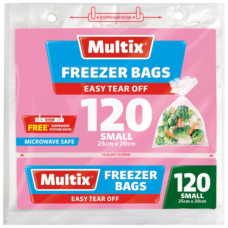 Multix Freezer Bags Easy Tear Off 120 Small 25cm x 20cm