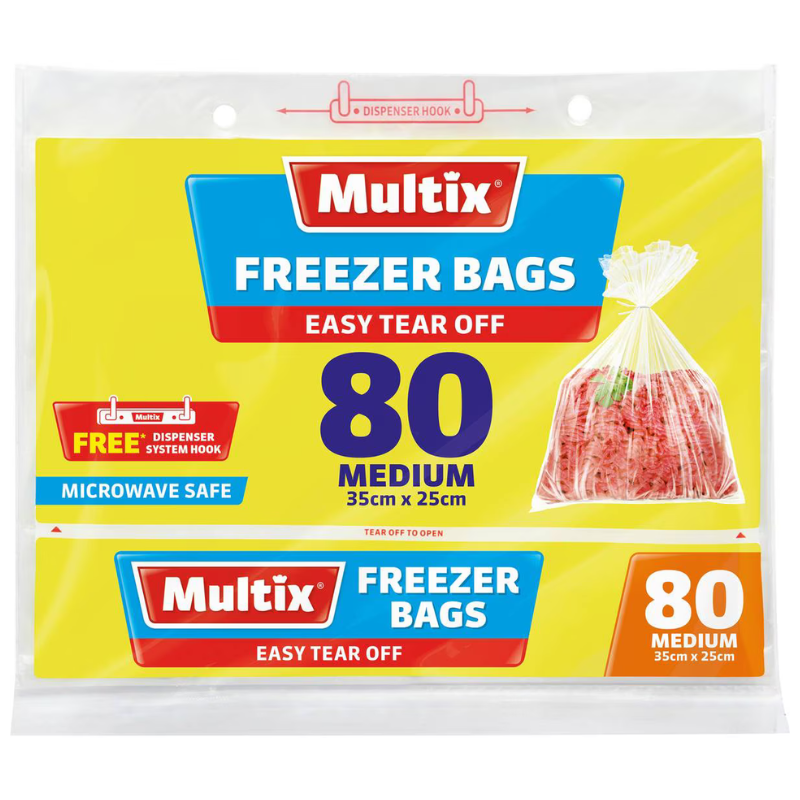 Multix Freezer Bags Easy Tear Off 80 Medium 35cm x 25cm