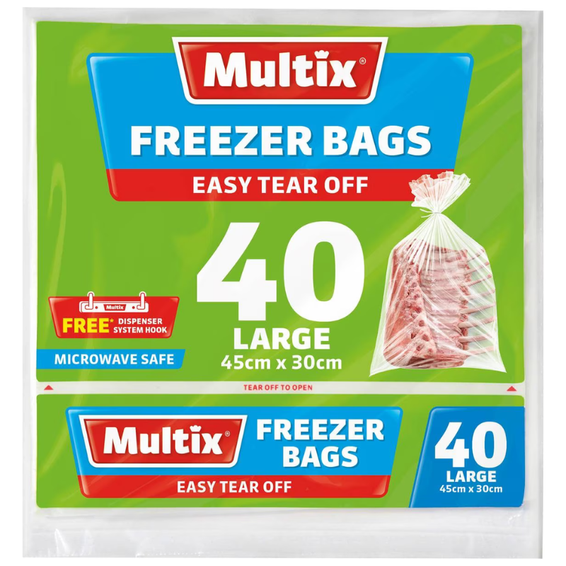 Multix Freezer Bags Easy Tear Off 40 Large 45cm x 30cm