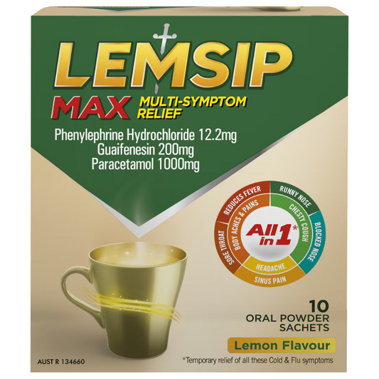 Lemsip Max Cold & Flu 10 Oral Powder Sachets Lemon Flavour