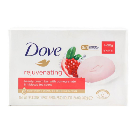 Dove Rejuvenating Beauty Cream Bar With Pomegranate & Hibiscus Tea Scent 4 x 90g Bars