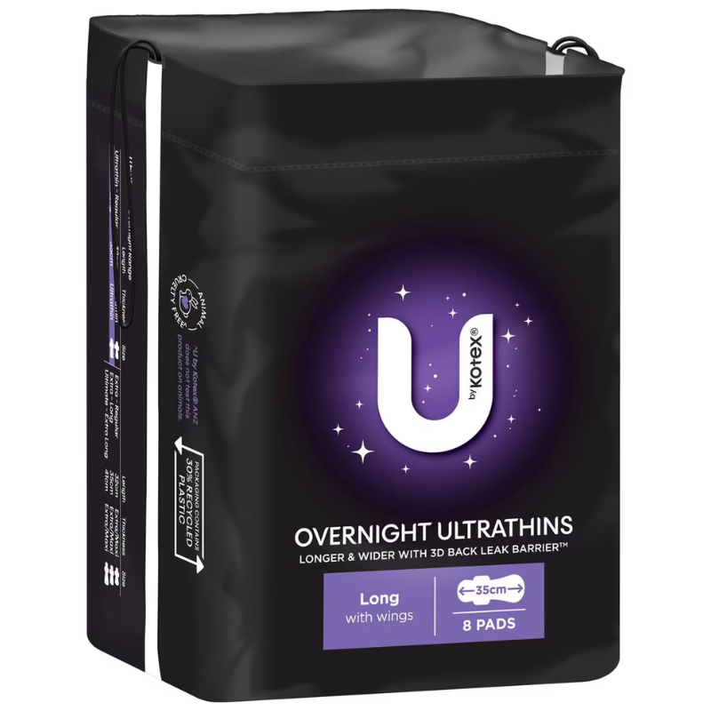 U By Kotex Overnight Ultrathins Long With Wings 8 Pads