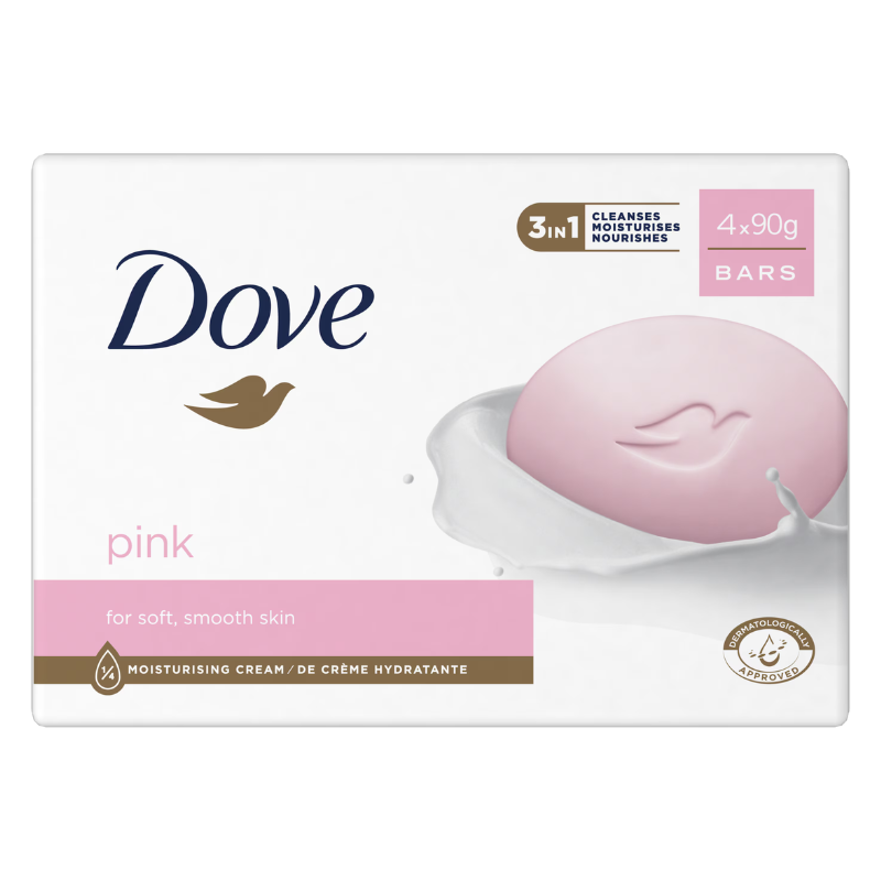 Dove Pink For Soft Smooth Skin Moisturising Cream 4 x 90g Bars