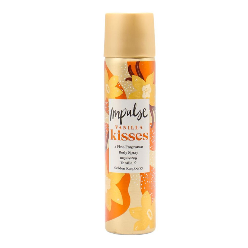Impulse Vanilla Kisses Vanilla & Golden Raspberry Body Spray 75ml