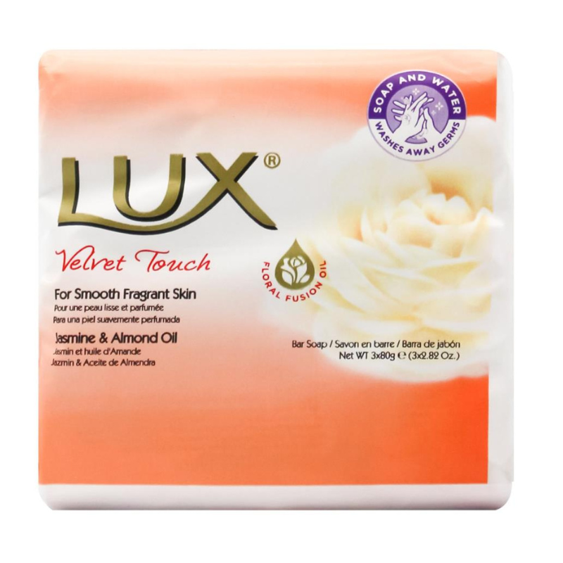 Lux Pk3 x 80g Bar Soap Velvet Touch Jasmine & Almond Oil