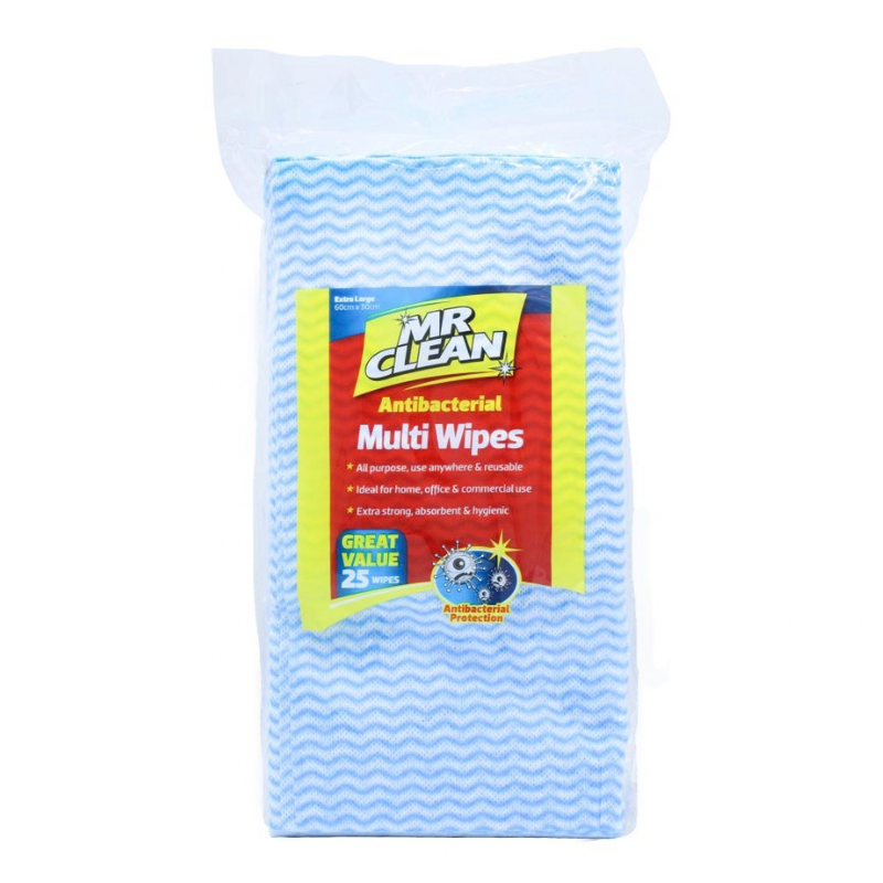 Mr Clean 25 Antibacterial Multi Wipes Extra Large 60cm x 30cm