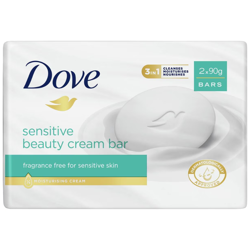 Dove Soap Sensitive Beauty Cream Bar 2 x 90g