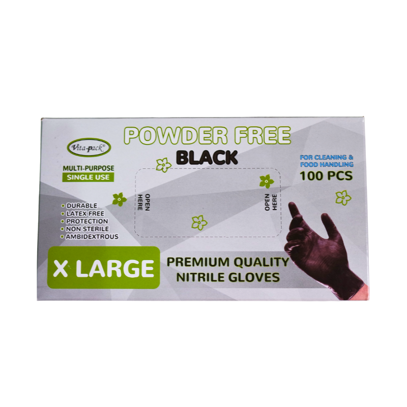 Powder Free Black Premium Quality Nitrile Gloves X Large 100 pcs