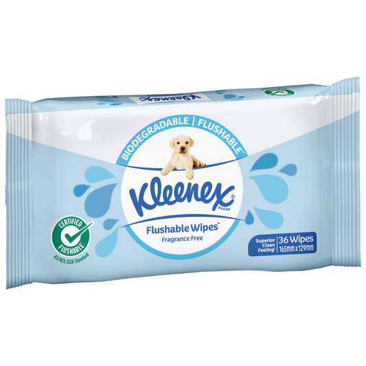 Kleenex Flushable 36 Wipes Fragrance Free