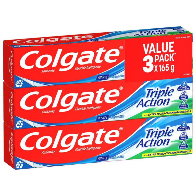 Colgate Toothpaste Triple Action Value Pack 3 x 165g