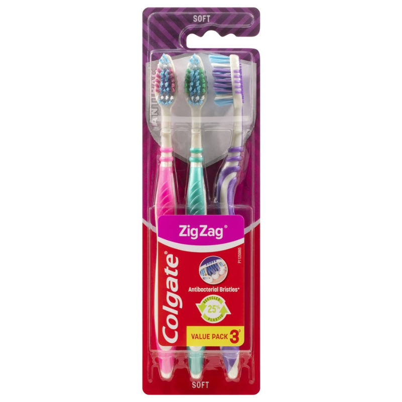 Colgate Toothbrush Zig Zag Soft 3Pk Assorted Colours