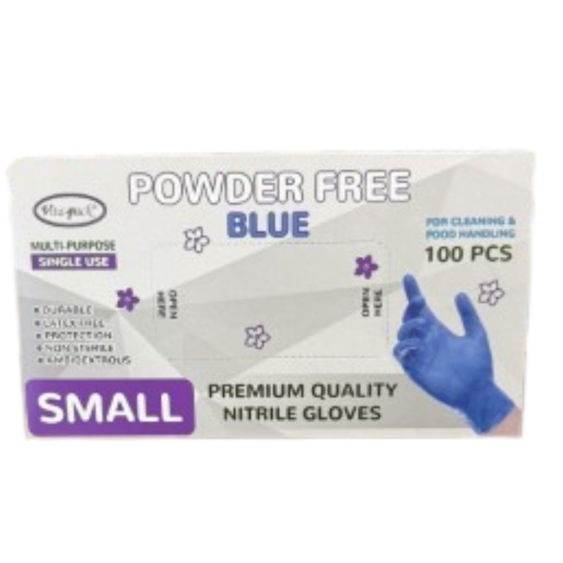 Powder Free Blue Premium Quality Nitrile Gloves Small 100 Pieces