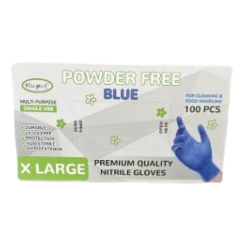 Powder Free Blue Premium Quality Nitrile Gloves Extra Large 100 Pieces