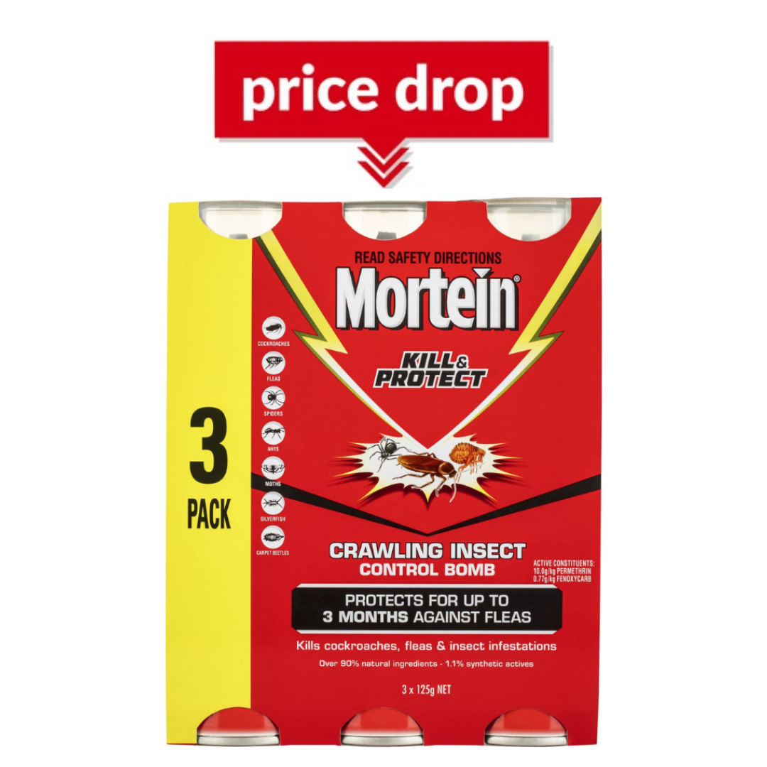 Mortein Kill & Protect Crawling Insect Control Bomb 3 x 125g-Bundle pack