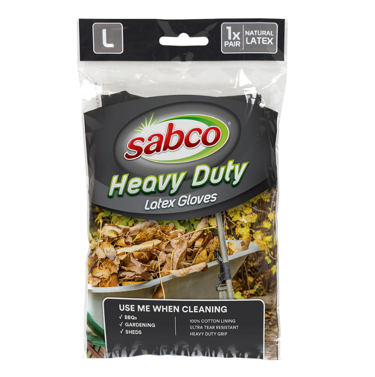 Sabco Heavy Duty Latex Gloves 1 x Pair Large