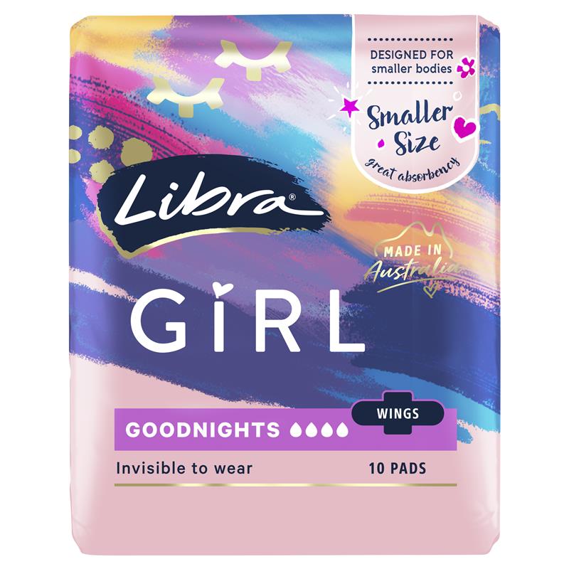 Libra Girl 10 Goodnights Pads With Wings