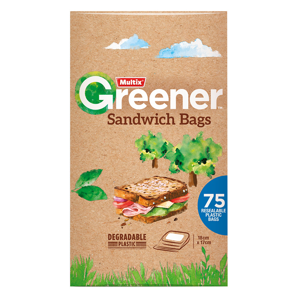 Multix Greener Degradable Sandwich Bags 75 Pack 18cm x 17cm