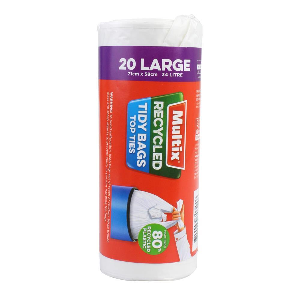 Multix Recycled Tidy Bags Top Ties 20 Large 71cm x 58cm 34L