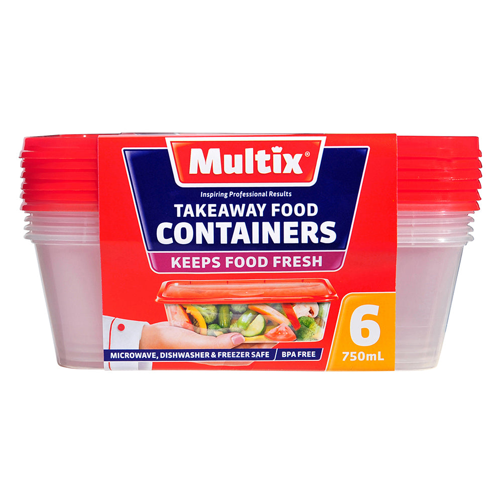 Multix Containers Takeaway Food 750 ml 6 Pack