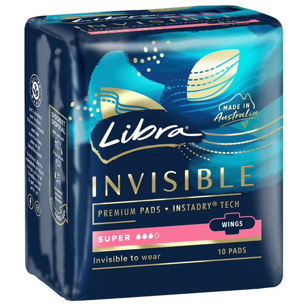 Libra Invisible 10 Super Pads With Wings