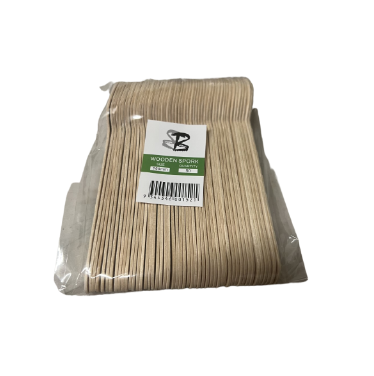 B/F 160mm Wooden Spork 50 Pieces