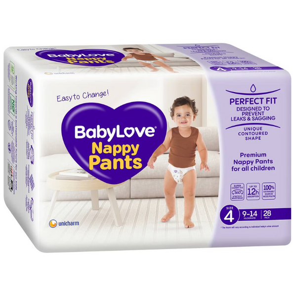 Babylove Nappy Pants Boys & Girls 4 9-14Kg Toddler 28 Pack