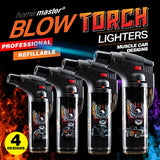 Home Master Gas Blow Torch Refillable Assorted Muscle Car Designs 1pk