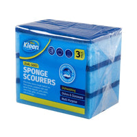 Xtra Kleen Dual-Sided Sponge Scourers 3 Pack 12.5 x 8.3 x 3.5cm