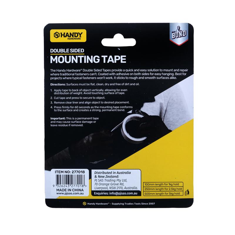 Handy Hardware Double Sided Mounting Tape 24mm x25m Easy Tear