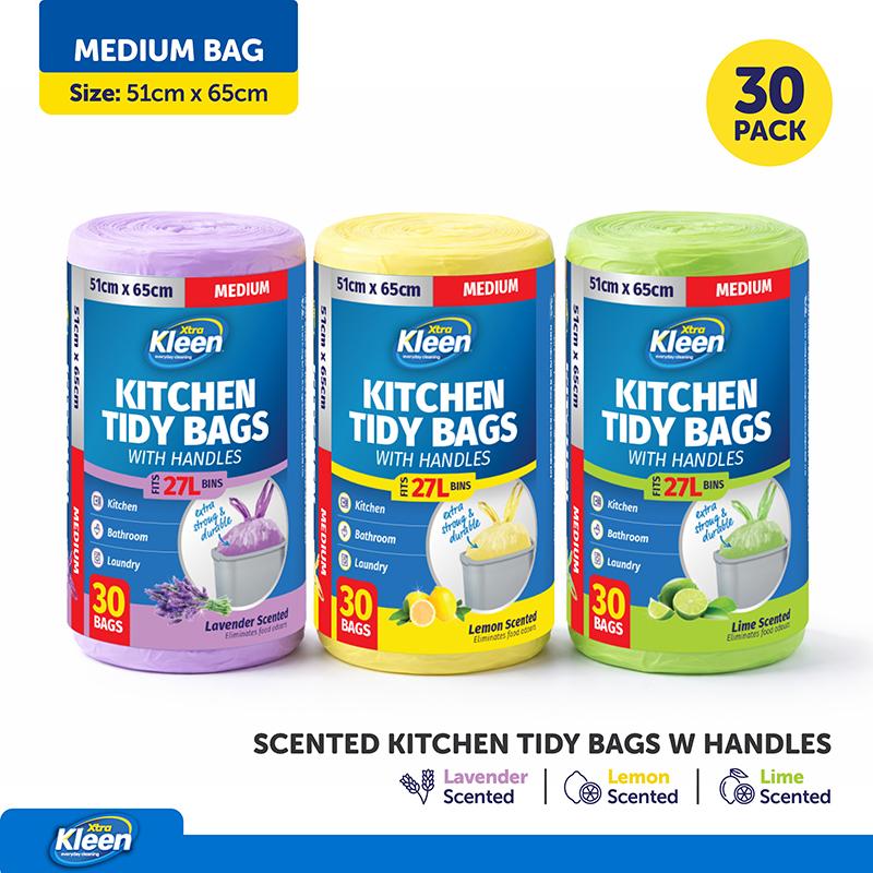 Kitchen Tidy Bags With Handles 27L 51cm x 65cm Medium 30 Bags Assorted Scents