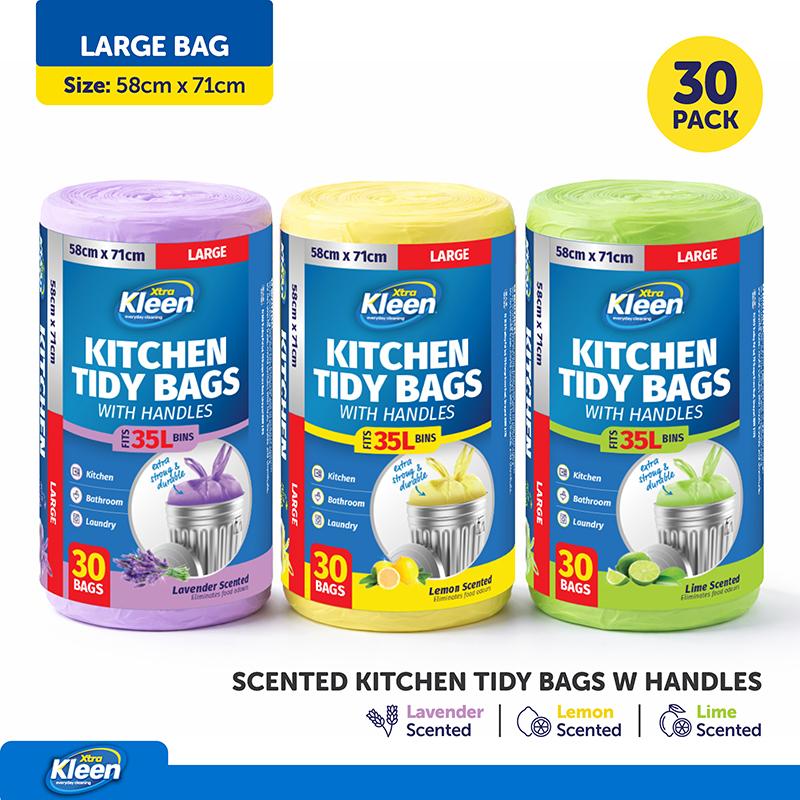 Kitchen Tidy Bags With Handles 35L 58cm x 71cm Large 30 Bags Assorted Scents