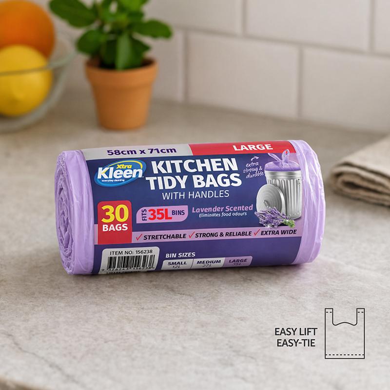 Kitchen Tidy Bags With Handles 35L 58cm x 71cm Large 30 Bags Assorted Scents