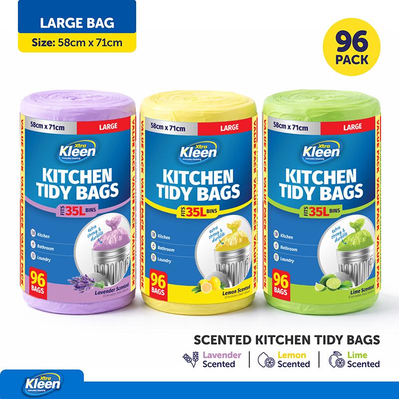 Kitchen Tidy Bags 35L 58cm x 71cm Large 96 Bags Assorted Scents