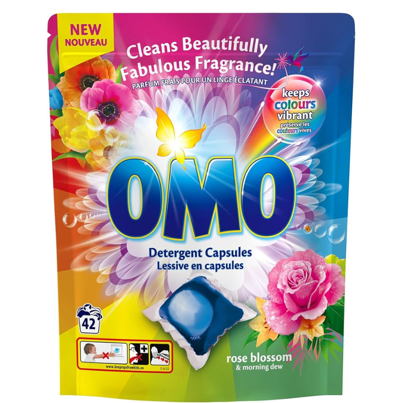 Omo Pk 42 Detergent Capsules Rose Blossom & Morning Dew