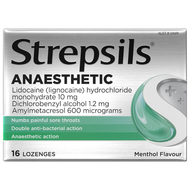 Strepsils Anaesthetic Numbs Painful Sore Throats Menthol Flavour 16 Lozenges