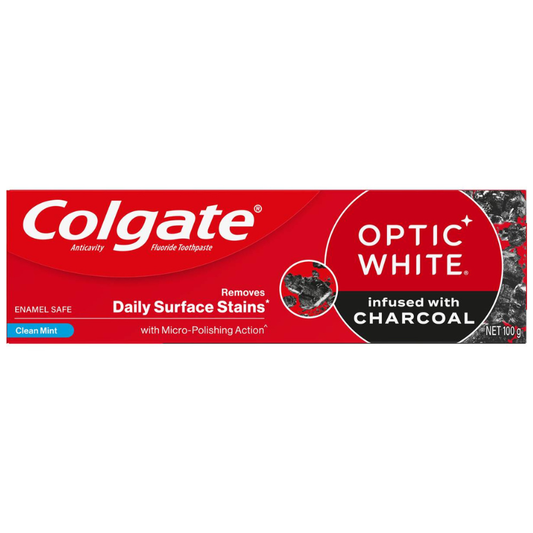 Colgate Toothpaste Optic White Infused With Charcoal Clean Mint 100g