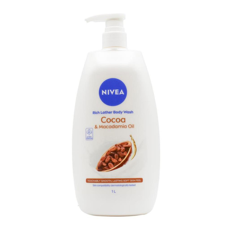 Nivea Rich Lather Body Wash Cocoa & Macadamia Oil 1L