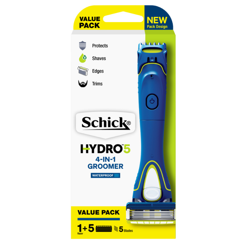 Schick Hydro 5 4-In-1 Groomer Waterproof Value Pack 1 Razor + 5 Blades