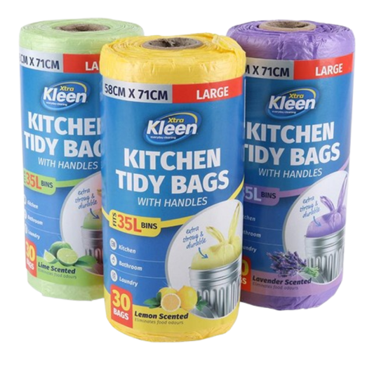 Kitchen Tidy Bags With Handles 35L 58cm x 71cm Large 30 Bags Assorted Scents