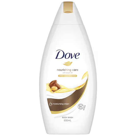Dove Nourishing Care With Argan Oil 1/4 Moisturising Cream Body Wash 500ml