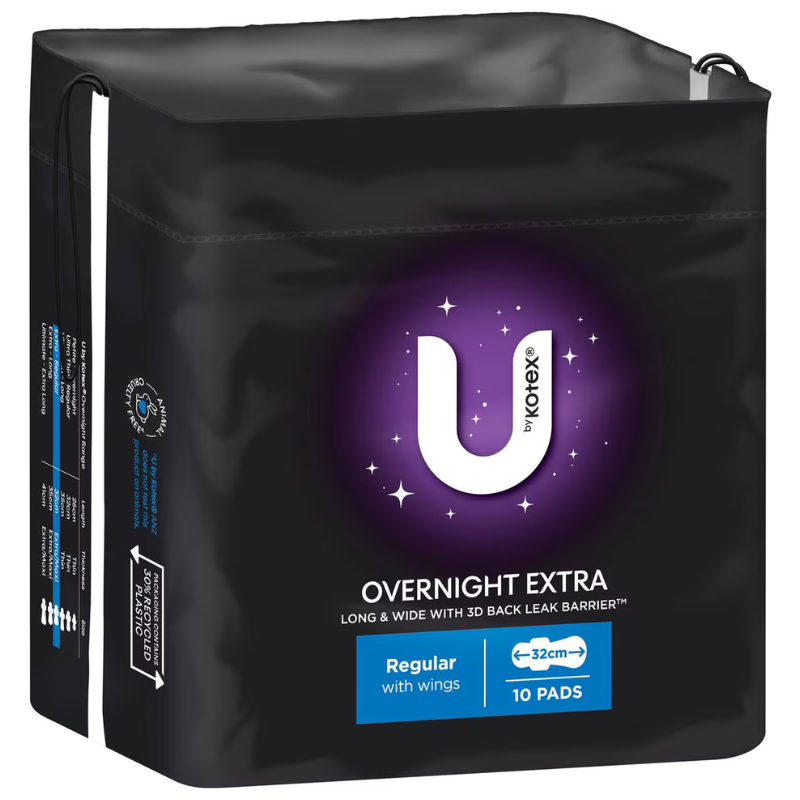 U By Kotex Overnight Extra Regular With Wings 10 Pads