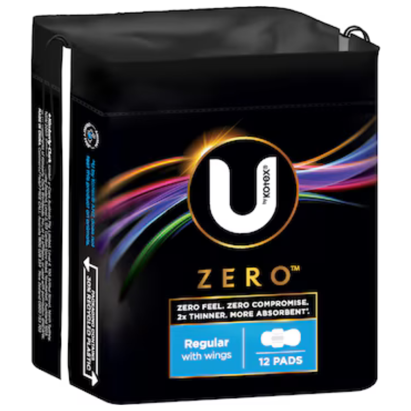 U By Kotex Zero Regular With Wings 12 Pads