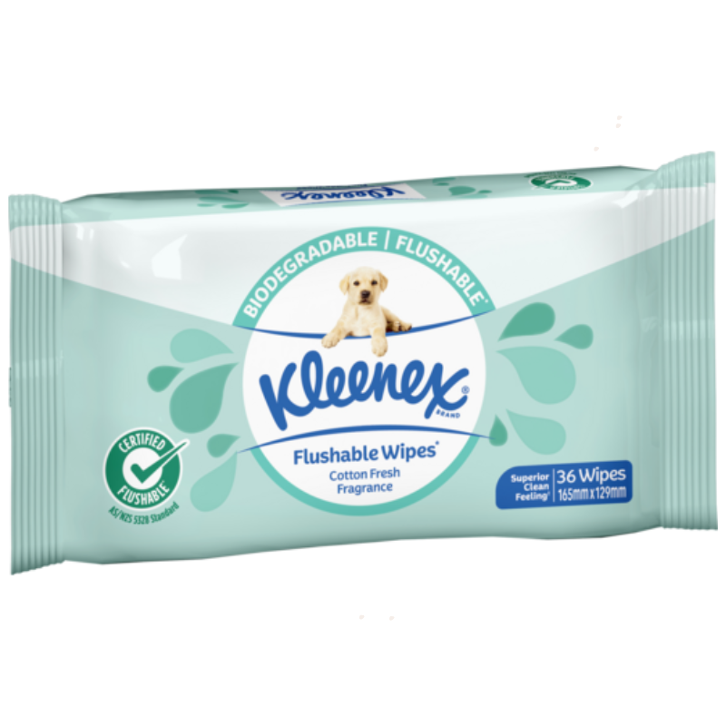Kleenex Flushable 36 Wipes Cotton Fresh Fragrance