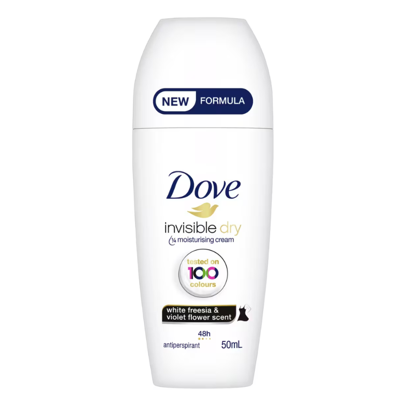 Dove Roll On Invisible Dry Moisturising Cream White Freesia & Violet Flower Scent  50ml