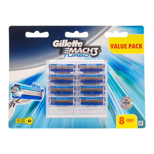 Gillette Mach3 Turbo Razor Blades 8 Cartridge